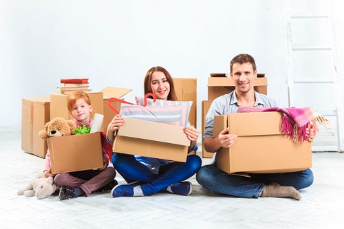 Packed boxes and furniture ready for a local move in Richmond upon Thames